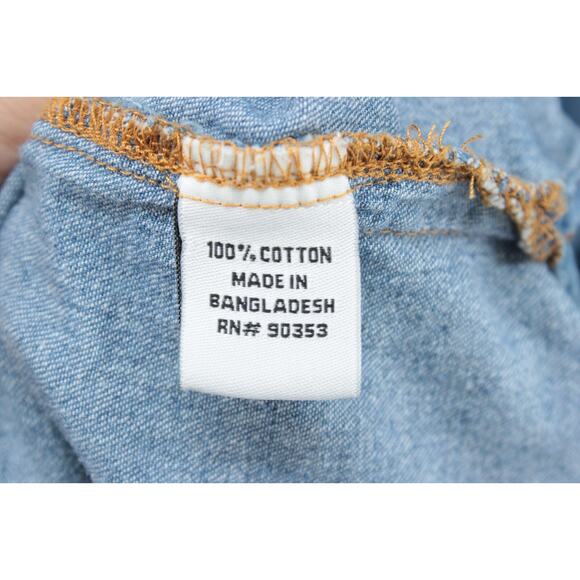 J. Gee Modest Denim Button Down Shirt Dress Size 3X Blue Tab Sleeve Pockets - Picture 8 of 9